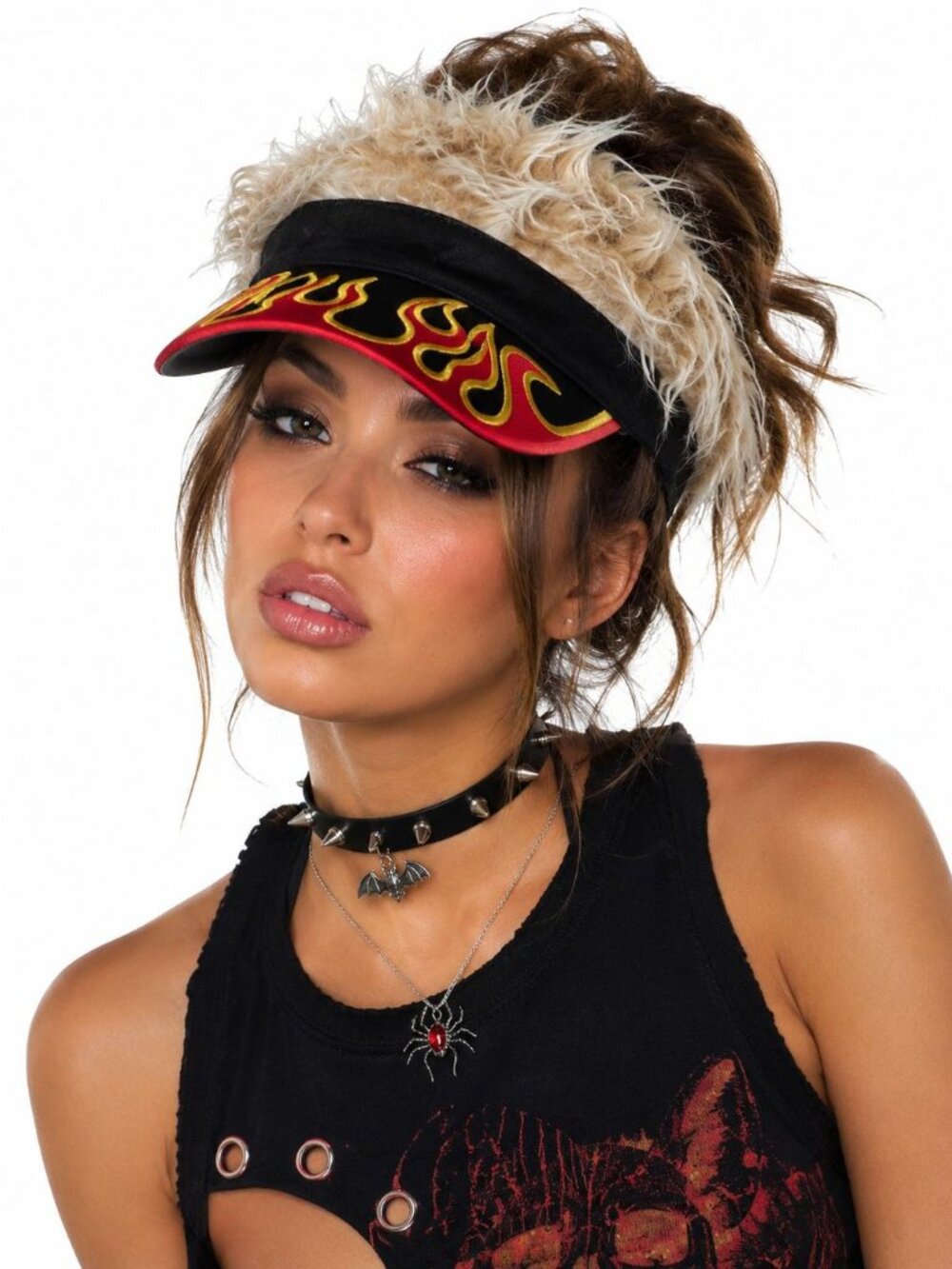 Flair Hair by Backgate Designs Flame Visor Novelty Hat Halloween Brand New